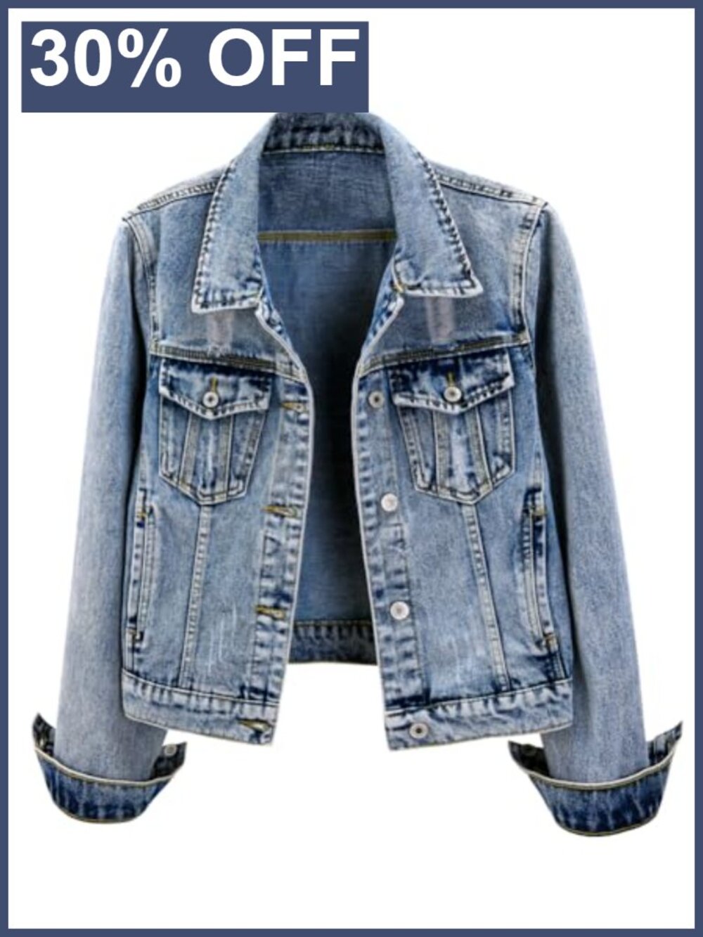 Kedera Women's Distressed Denim Jacket Cropped Button Front Jean Coat
